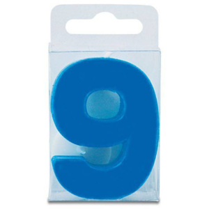 Svíčka ve tvaru číslice 9 - mini, modrá - Stadter