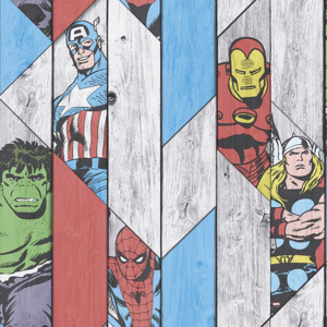Papírová komiksová tapeta 102435, Marvel Wood Panel, Kids@Home 5, Graham & Brown, rozměry 0,52 x 10 m