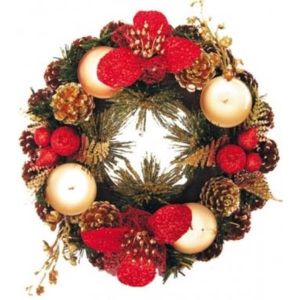 Adventní věnec červený třpytivý 28 cm