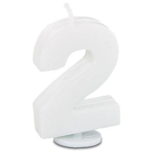 Svíčka ve tvaru číslice 2 - mini, bílá - Stadter