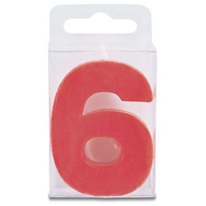 Svíčka ve tvaru číslice 6 - mini, červená - Stadter