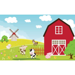 Fototapeta, Tapeta Kreslená farma do dětského pokoje, (416 x 254 cm)