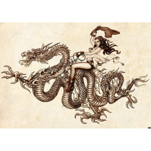 Fototapeta, Tapeta Tetování s drakem, (250 x 104 cm)