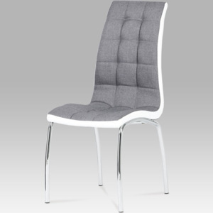 Jídelní židle DCL-420 GREY2 látka šedá/boky koženka bílá - Autronic