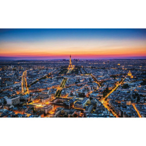 Fototapeta, Tapeta Západ slunce Eiffelova vež, (416 x 254 cm)