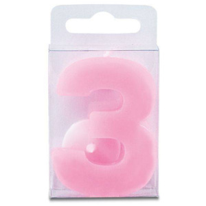 Svíčka ve tvaru číslice 3 - mini, růžová - Stadter