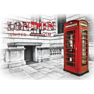 Fototapeta, Tapeta Londýn - Červená telefonní budka, (368 x 254 cm)