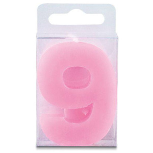 Svíčka ve tvaru číslice 9 - mini, růžová - Stadter
