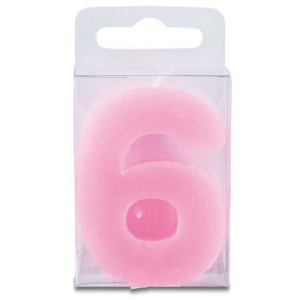Svíčka ve tvaru číslice 6 - mini, růžová - Stadter