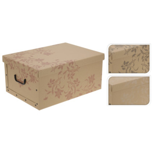 Home collection Úložné krabice s potiskem květin 51x37x24cm - Bílý potisk