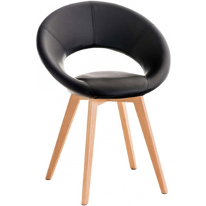 Jídelní židle Timy, ekokůže, dřevěná podnož (Černá) csv:181812501 DMQ