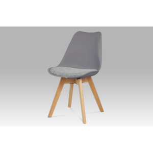 Jídelní židle šedý plast sedák z šedé tkaniny nohy masiv buk CT-722 GREY2