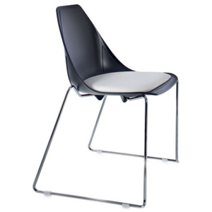 Designová židle X Chair Sled, černá, podnož chrom