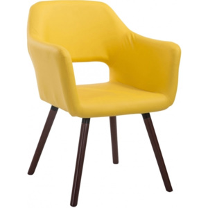 Židle Reda, ekokůže, podnož ořech (Žlutá) csv:152089204 DMQ