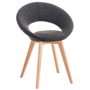 Jídelní židle Timy, látka, dřevěná podnož (Tmavě šedá) csv:181813804 DMQ