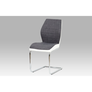 Jídelní židle šedá látka + bílá koženka / chrom DCH-511 GREY2 AKCE