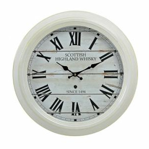 KI HODINY Kovové nástěnné hodiny Scottish whisky krémové 41cm