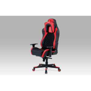 Kancelářská židle KA-F04 RED, černá látka MESH / červená + černá koženka