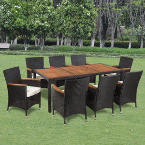 Zahradní ratanový nábytek černý, 8 židlí a stůl V1305 Dekorhome