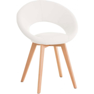 Jídelní židle Timy, ekokůže, dřevěná podnož (Bílá) csv:181812501 DMQ