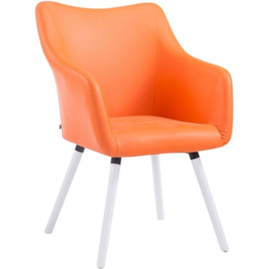 Židle Selia, ekokůže, podnož bílá (Oranžová) csv:m152041006 DMQ