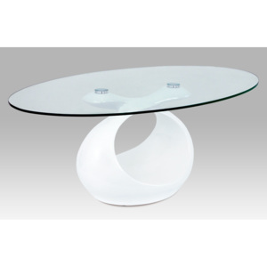 Konferenční stolek AHG-226 WT1, vysoký lesk bílý/čiré sklo