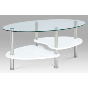 Konferenční stolek v kombinaci skla a bílého lesku ACT-007 WT1