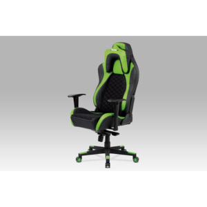 Kancelářská židle KA-F04 GRN, černá látka MESH / zelená + černá koženka