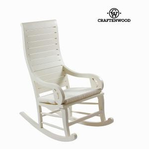 Bílá týková houpací židle Laura (výška 110 cm) - týkové dřevo