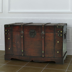 Vintage velký dřevěný kufr Dekorhome