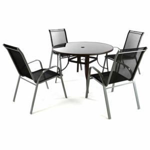 Zahradní set - 4 židle a stůl - černá - OEM D41675