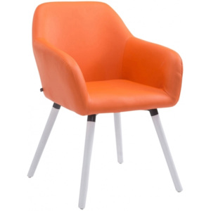 Židle Mabli, ekokůže, bílá podnož (Oranžová) csv:m152110002 DMQ