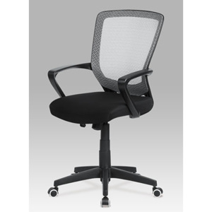 Kancelářská židle, šedá mesh/černá látka, houpací mechanismus