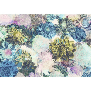 Fototapeta Komar, motiv květiny, modro-bílo-žluto-růžovo-zelená
