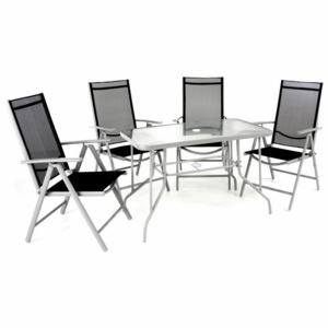 Zahradní skládací set stůl + 4 židle - černá - OEM D40988