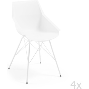 Sada 4 bílých jídelních židlí La Forma Kunn