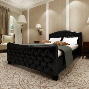Luxusní čalouněná postel 140 x 200 cm černá Dekorhome