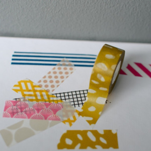 Washi páska "mustard crazy dots" 15 mm x 7 m