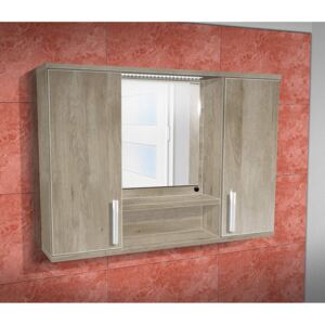 Závěsná koupelnová skříňka se zrcadlem K11 barva skříňky: dub stříbrný, barva dvířek: dub stříbrný lamino