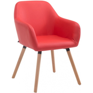 Židle Mabli, ekokůže, podnož dub (Červená) csv:152107302 DMQ
