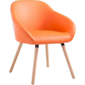 Židle Lensi, ekokůže, podnož přírodní (Oranžová) csv:152019004 DMQ