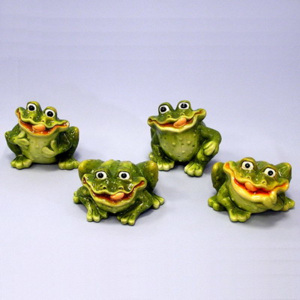 Žába z keramiky malá zelená 4ks