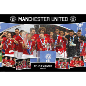 Plakát, Obraz - Manchester United - EFL Cup Winners 16/17, (91,5 x 61 cm)