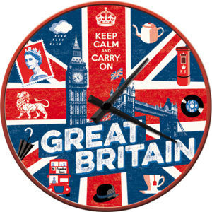 Nostalgic Art HODINY Nástěnné hodiny GREAT BRITAIN Keep Calm 28 cm Průměr: 28cm