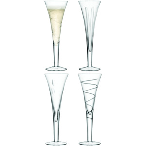 LSA Charleston sklenice flétny na šampaňské nebo sekt 200 ml, čiré, 4 ks, Handmade