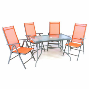 Zahradní skládací set stůl + 4 židle - oranžová - OEM D41630