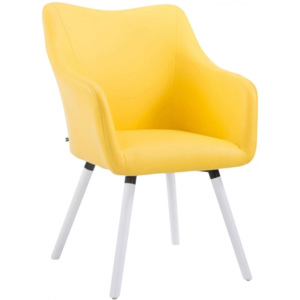 Židle Selia, ekokůže, podnož bílá (Žlutá) csv:m152041006 DMQ