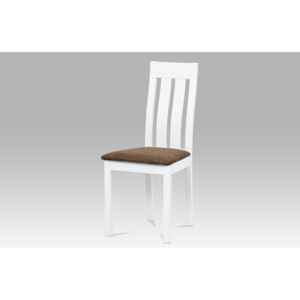 Jídelní židle masiv buk, barva bílá, potah hnědý BC-2602 WT AKCE