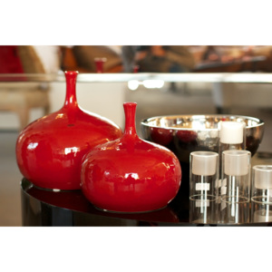 Váza Bowl materiál: keramika, barva: červená, užití: interiérové, výška do:: 30, průměr: 30, velikost: S