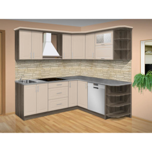 Levná kuchyňská linka MODENA - D barva kuchyně: olše/bílá, příplatky: navíc pracovní deska+těsnící lišta+koncovky